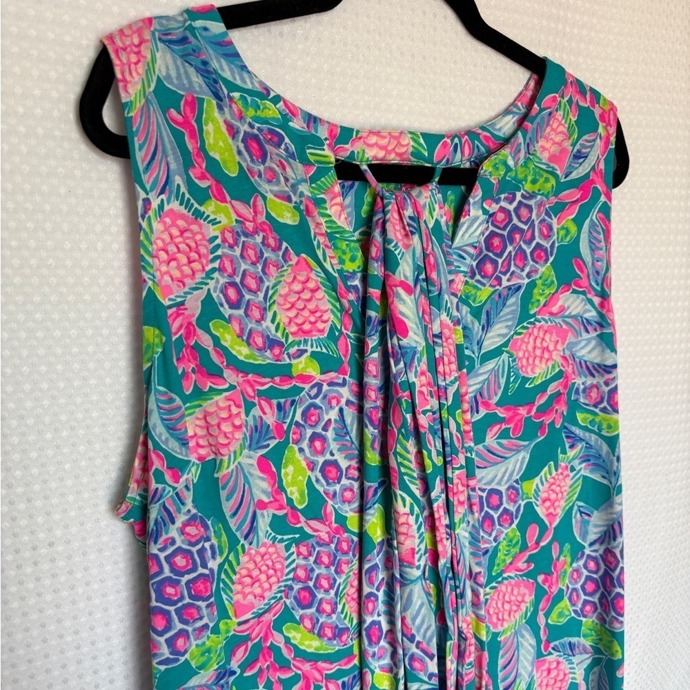 LILLY PULITZER naila midi dress Maldives green turtle wave tie dress - Picture 8 of 11